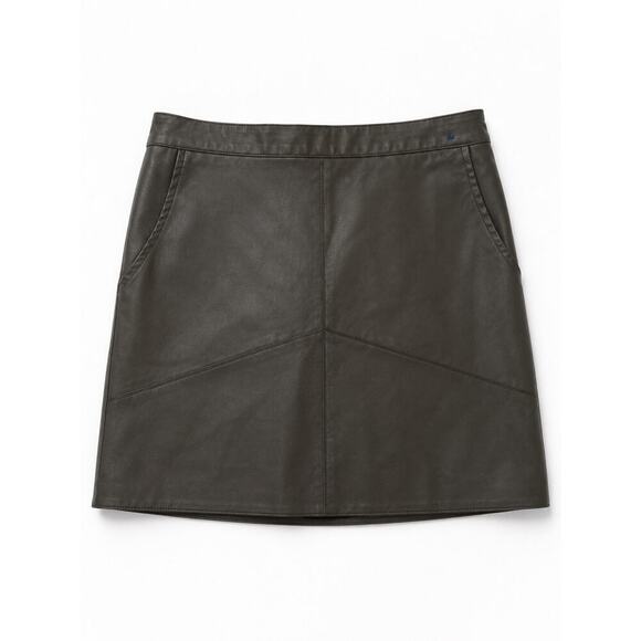Harper Heritage Dresses & Skirts - Harper Heritage Faux Leather Mini Skirt XS Olive Green A-Line Zip Back Pockets